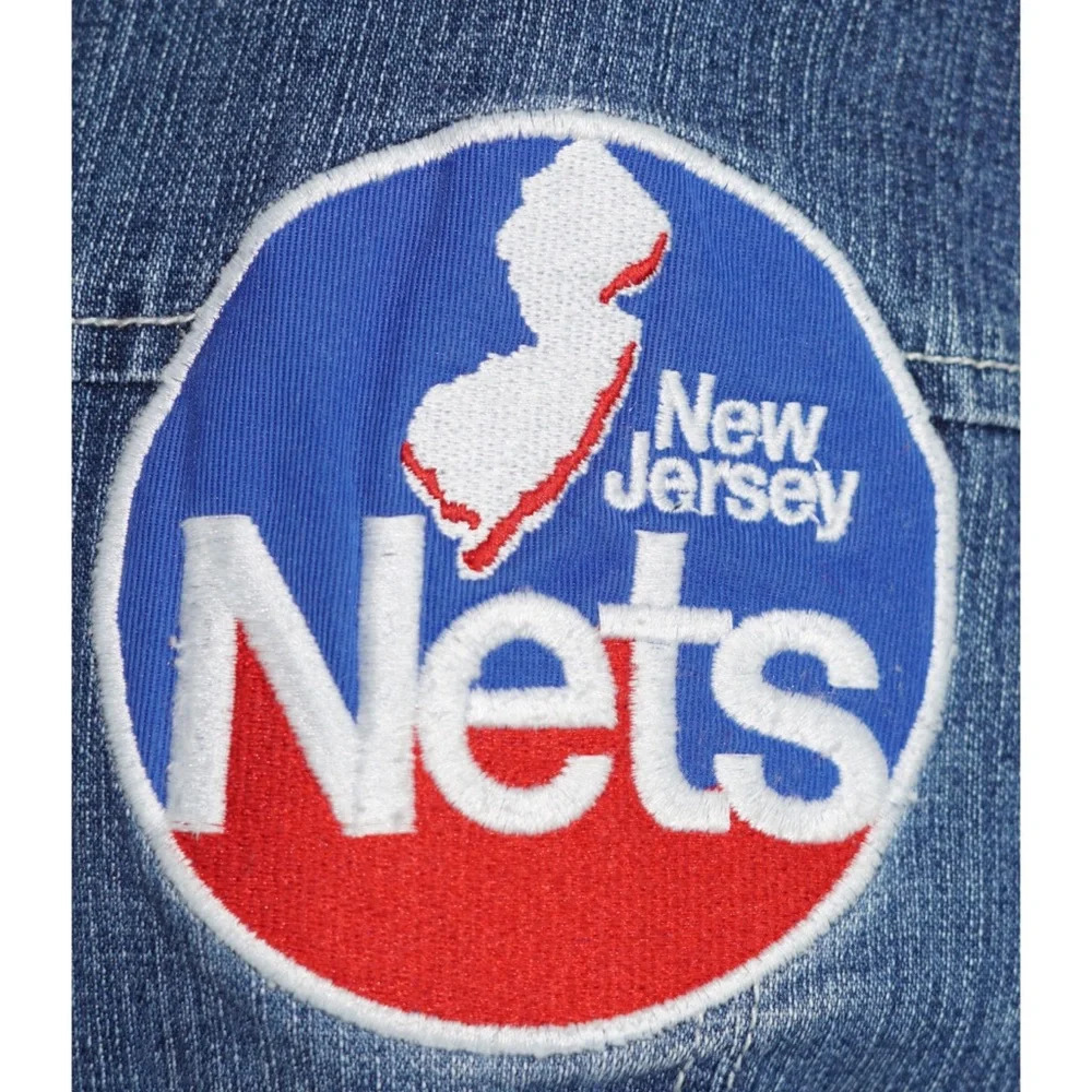 New Jersey Nets 77 NBA Denim Jean Jacket Size L - Picture 4 of 8